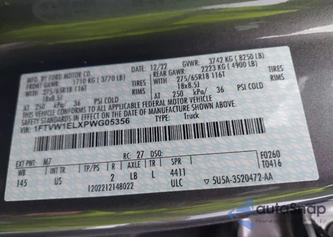 2023 Ford F-150 Lightning Xlt from USA, damaged, VIN 1FTVW1ELXPWG05356